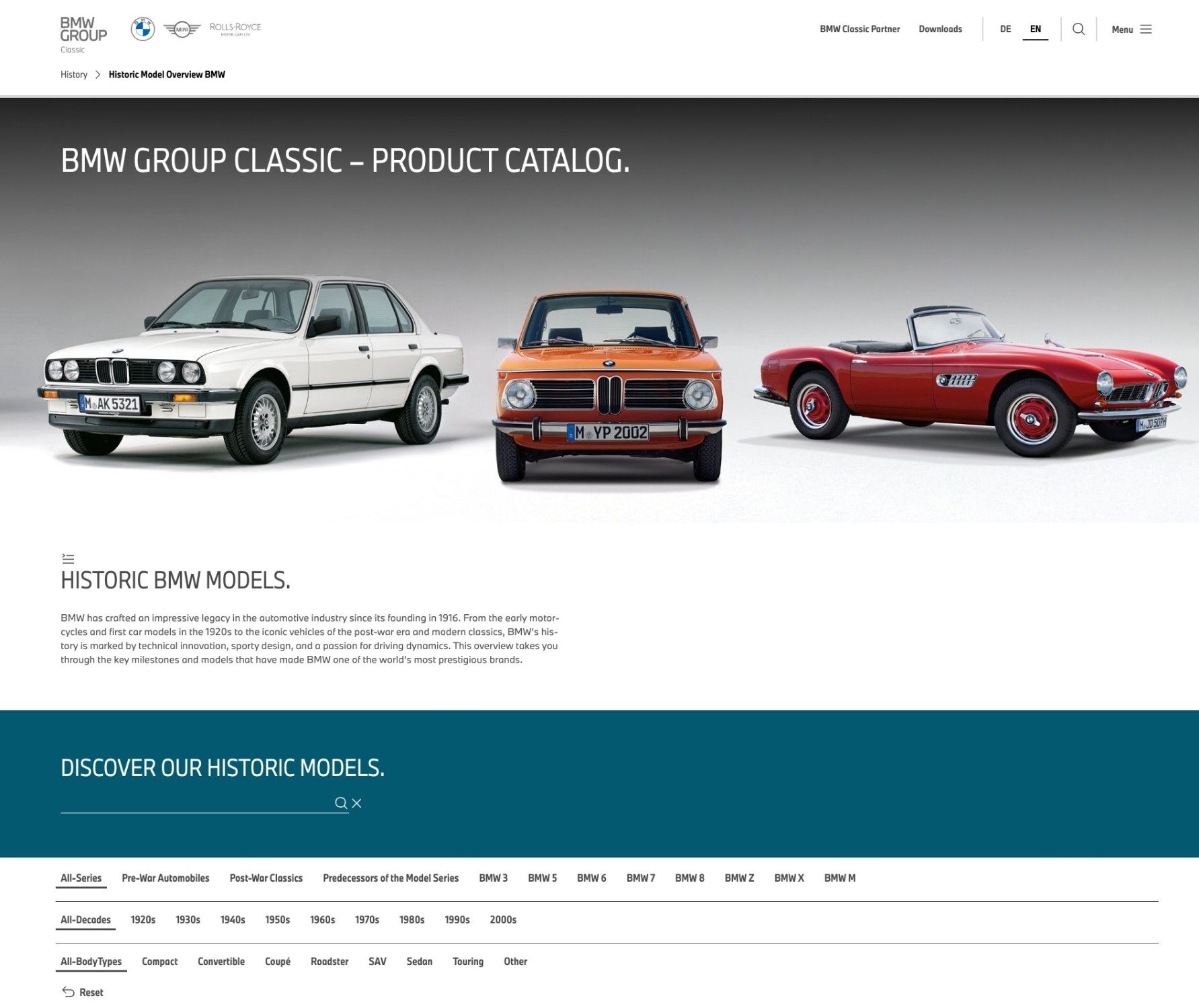 BMW Historic Model Overviews Online: Explore Classic BMW Models