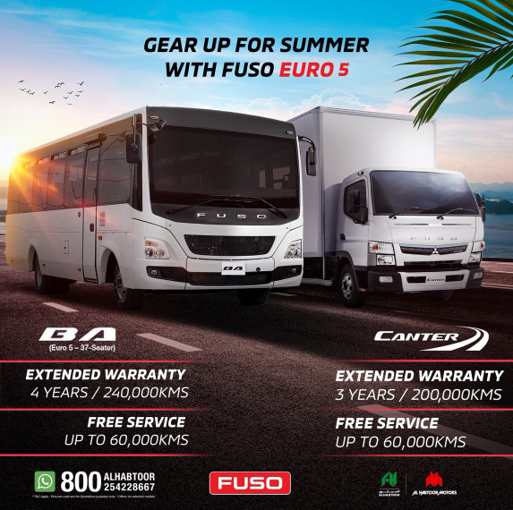 Al Habtoor Motors Summer Deals on FUSO Canter Euro 5 and BA Bus