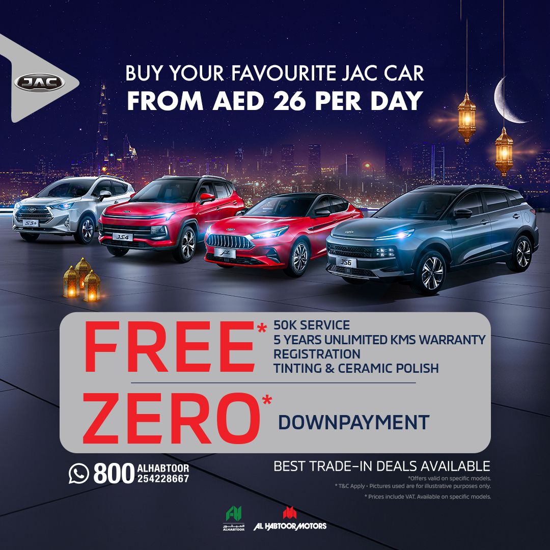 JAC Vehicle for AED 26/Day this Ramadan with Al Habtoor Motors